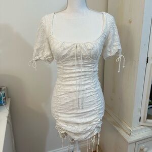 Skylar and Madison white floral dress with cinching